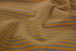 Katoen tricot soft touch – Dark grey & dark ocher stripes