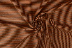 Katoen tricot soft touch – Dark ocher & black stripes