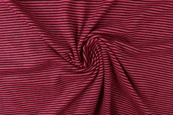 Katoen tricot soft touch – Fuchsia & black stripes
