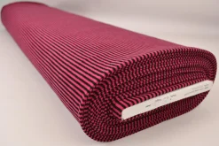 Katoen tricot soft touch – Fuchsia & black stripes