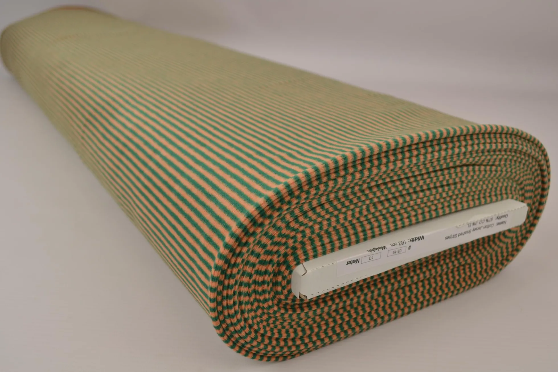Katoen tricot soft touch – Green & ocher stripes
