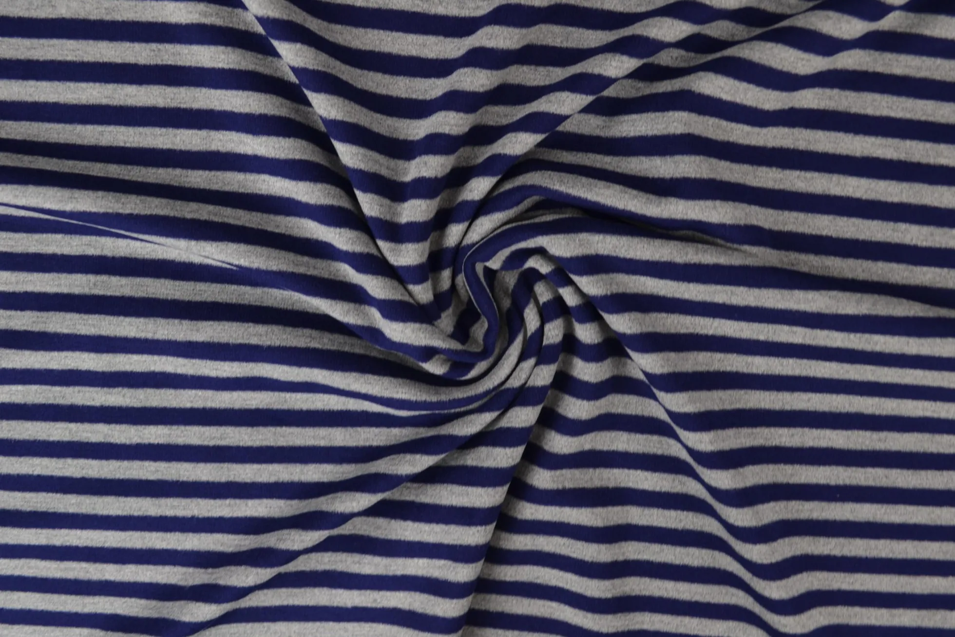 Katoen tricot soft touch – Navy & grey stripes
