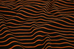 Katoen tricot soft touch – Orange & black stripes