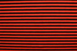 Katoen tricot soft touch – Red & black stripes