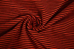 Katoen tricot soft touch – Red & black stripes