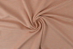 Katoen tricot soft touch – Terracotta & off-white stripes