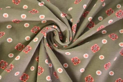 Katoen tricot – Taupe Vintage Floral Dot