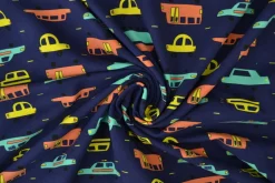 Katoen tricot – Wow – Auto’s navy