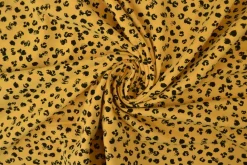 Katoen tricot – Wow – Dieren afdrukken okergeel