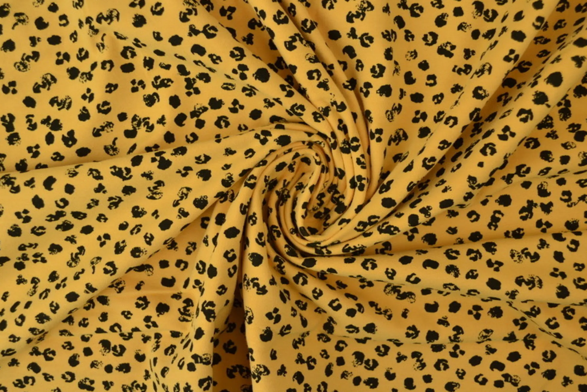Katoen tricot – Wow – Dieren afdrukken okergeel
