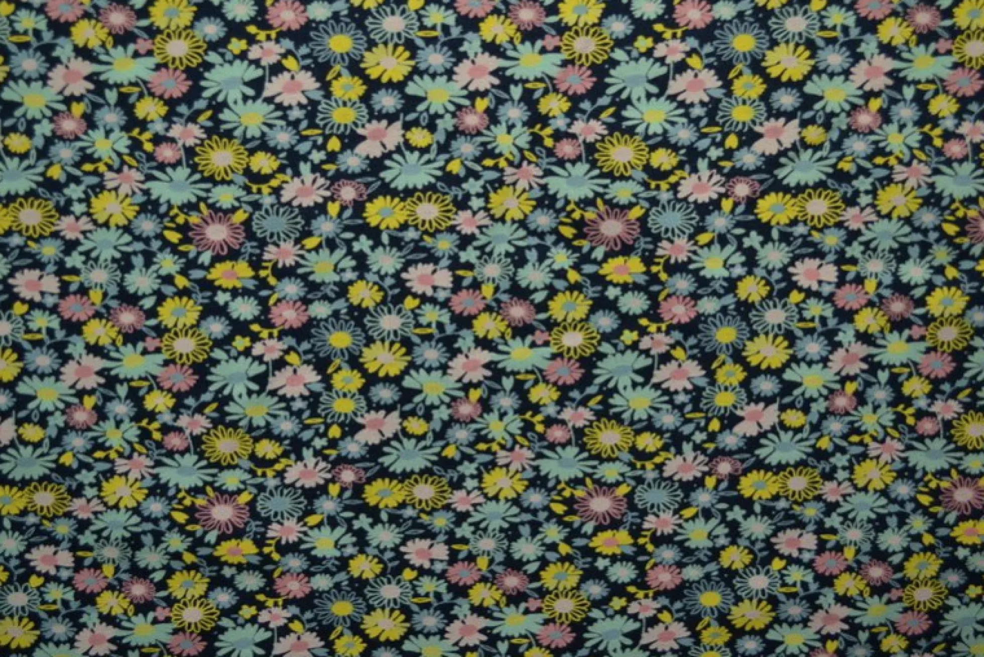 Katoen tricot – Wow – Kleine bloemetjes donker navy