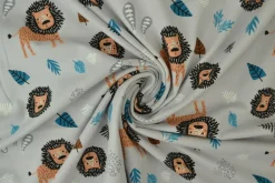 Katoen tricot – Wow – Leeuwtjes zilvergrijs