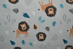 Katoen tricot – Wow – Leeuwtjes zilvergrijs