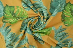 Katoen tricot – Wow – Palmbladeren oker geel