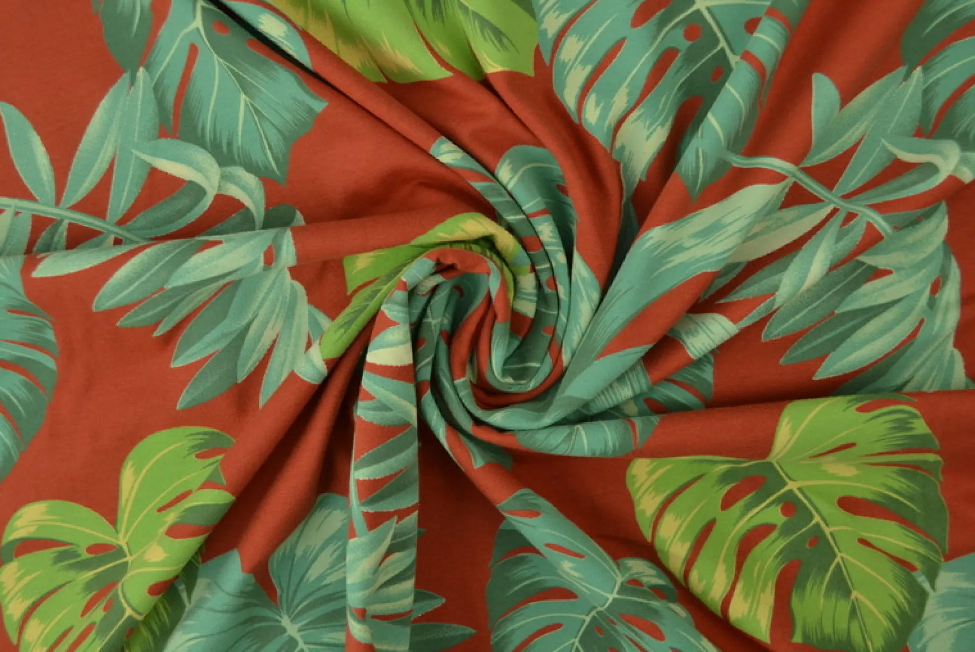 Katoen tricot – Wow – Palmbladeren koper