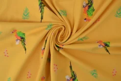 Katoen tricot – Wow – Papegaai okergeel