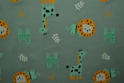 Katoen tricot – Wow – Wilde dieren oudgroen