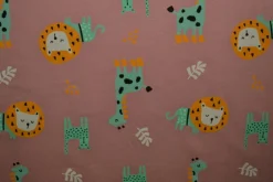 Katoen tricot – Wow – Wilde dieren oudroze