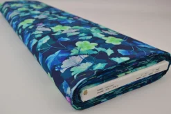 Linnen – Elegant flowers blue