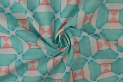 Linnen – Geo mosaic aqua