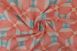 Linnen – Geo mosaic coral