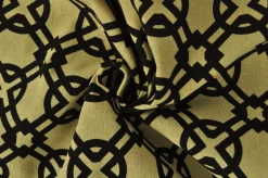Linnenlook katoen – Black crosses & circles
