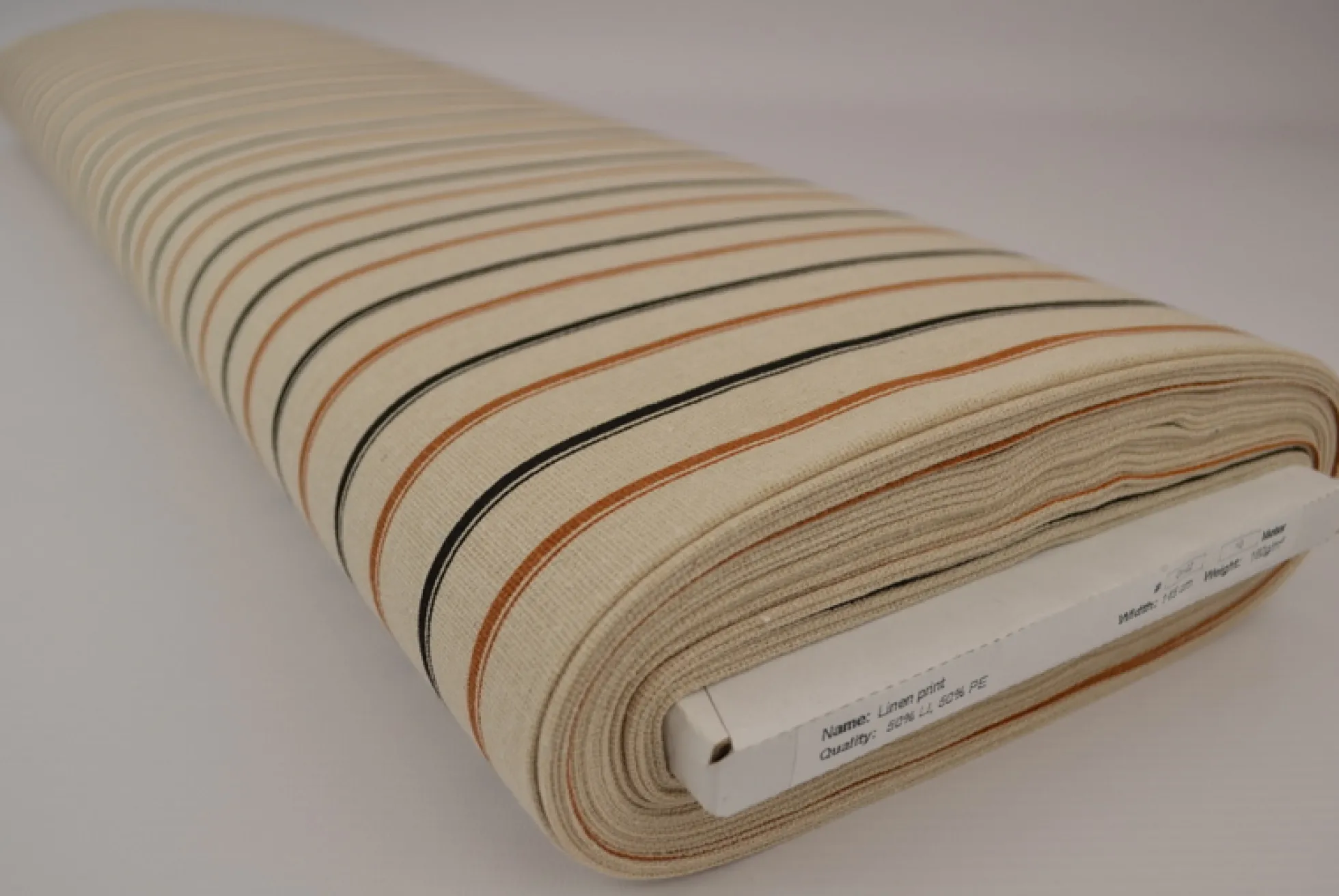 Linnen polyester – Cognac & zwart gestreept