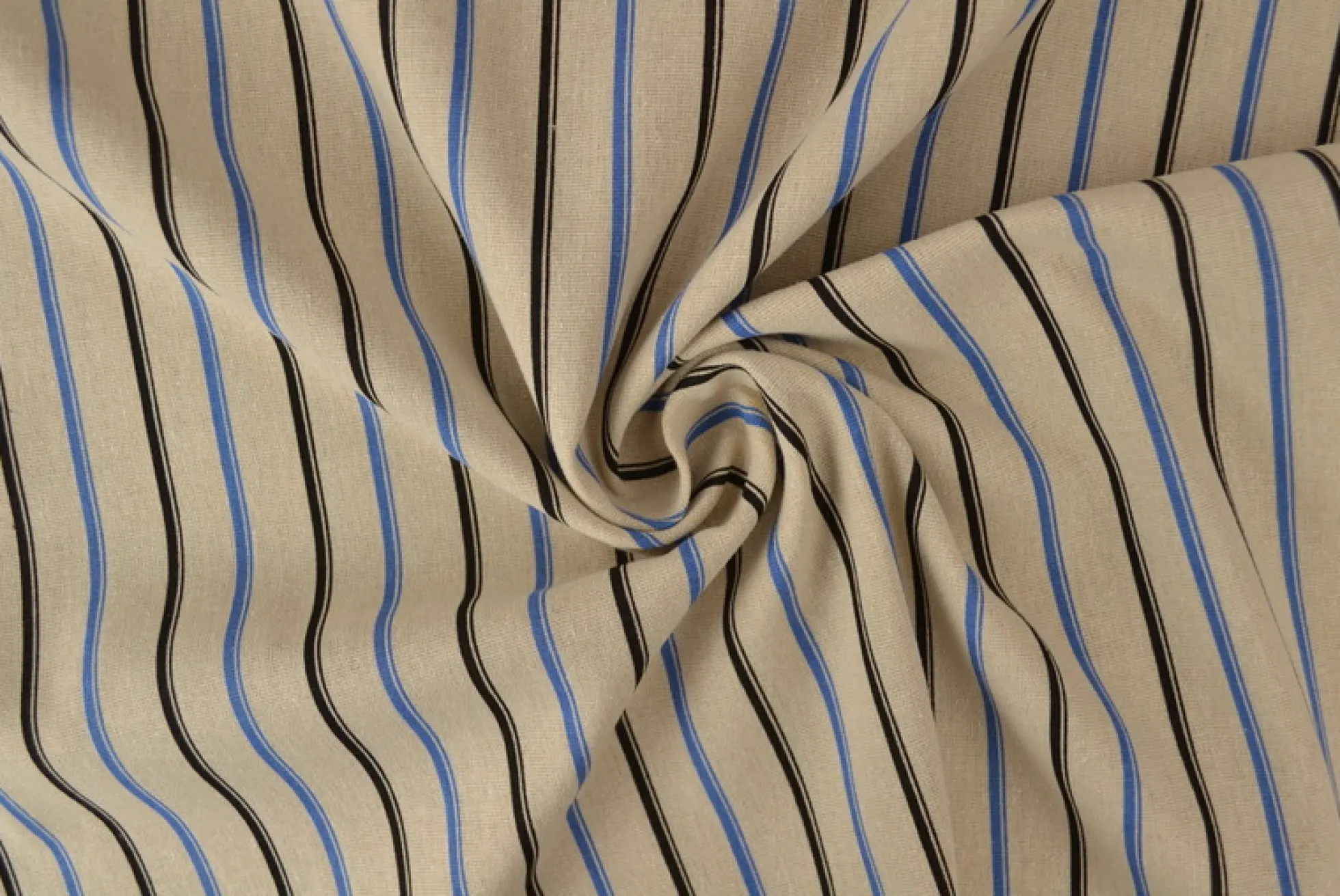 Linnen polyester – Zwart & blauw gestreept