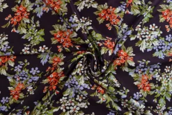 Lycra – Colorful flowers on dark aubergine