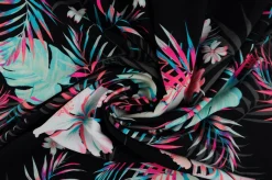 Lycra – Exotic flower on black