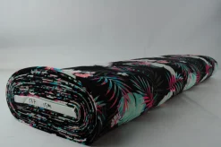 Lycra – Exotic flower on black