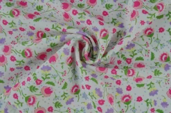 Lycra – Summer flowers on offwhite