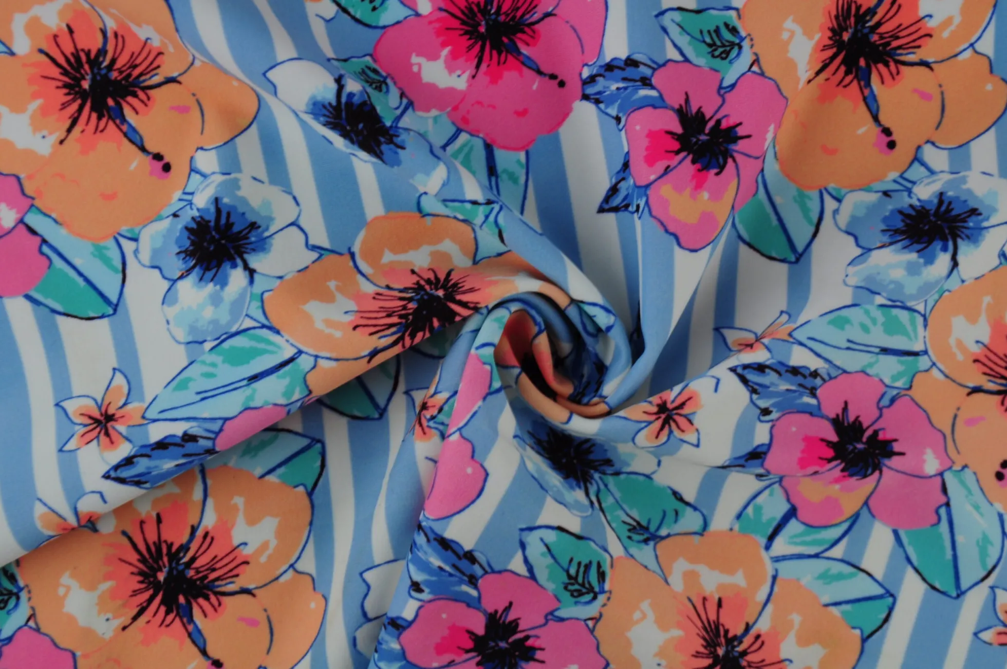 Lycra – Sunset stripes floral