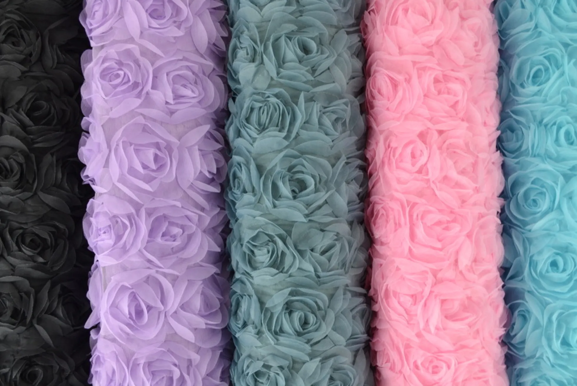Mesh deluxe – Aquablauw roses