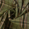 Pantalonstof – Beige, zwart en oranje geruit