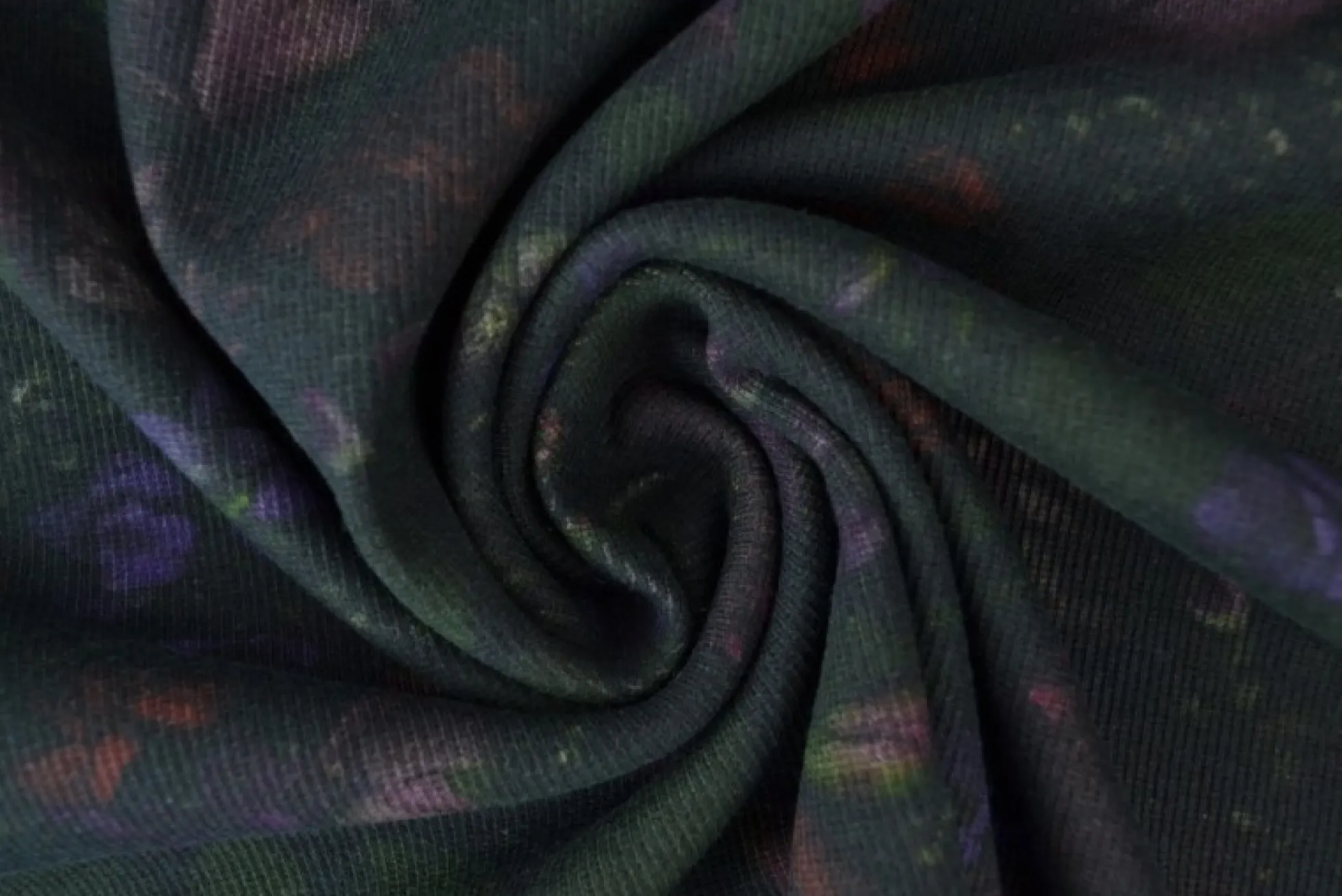 Rib jersey – Dark shady flowers and leaves