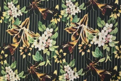 Stretch katoen – Floral stripes