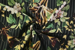 Stretch katoen – Floral stripes