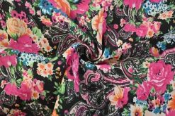 Stretch katoen – Flowers & paisley allover