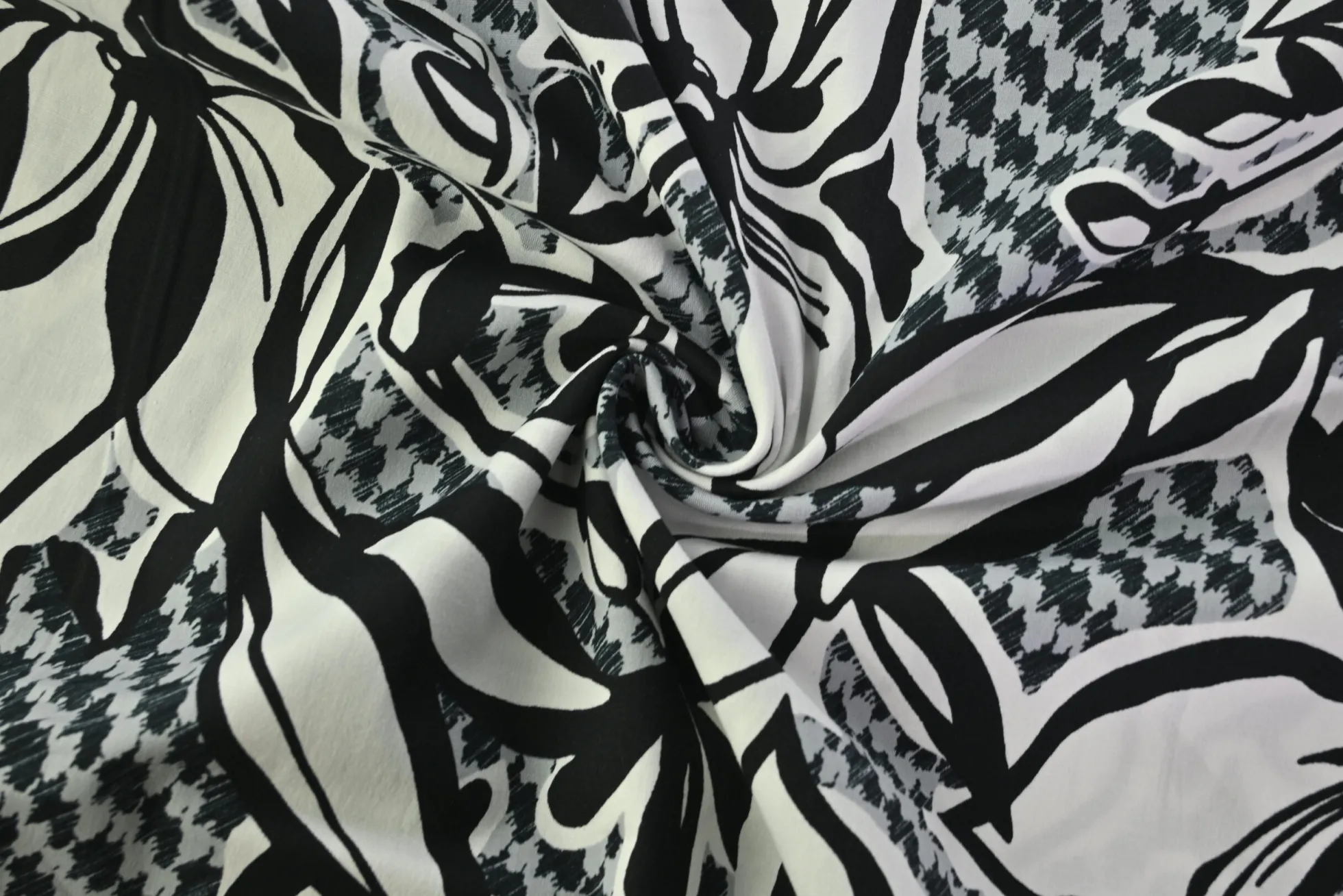 Stretch katoen – Houndstooth black & white
