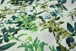Stretch katoen – Olive on ivory