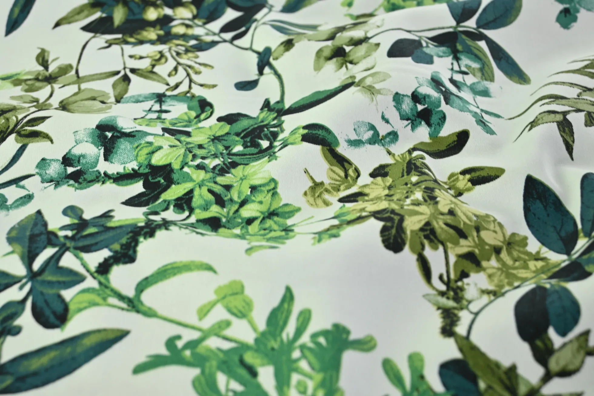 Stretch katoen – Olive on ivory