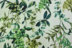 Stretch katoen – Olive on ivory
