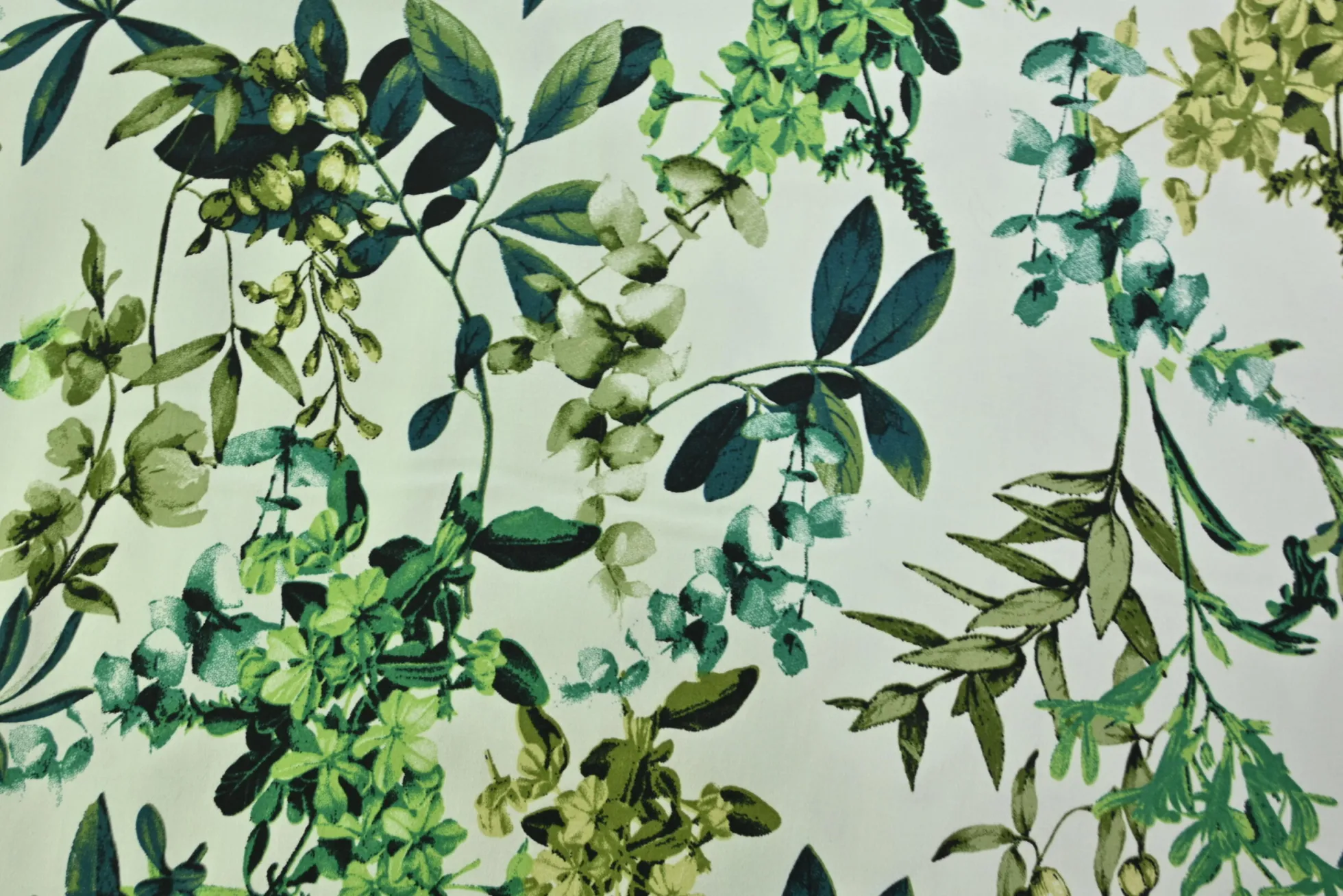 Stretch katoen – Olive on ivory