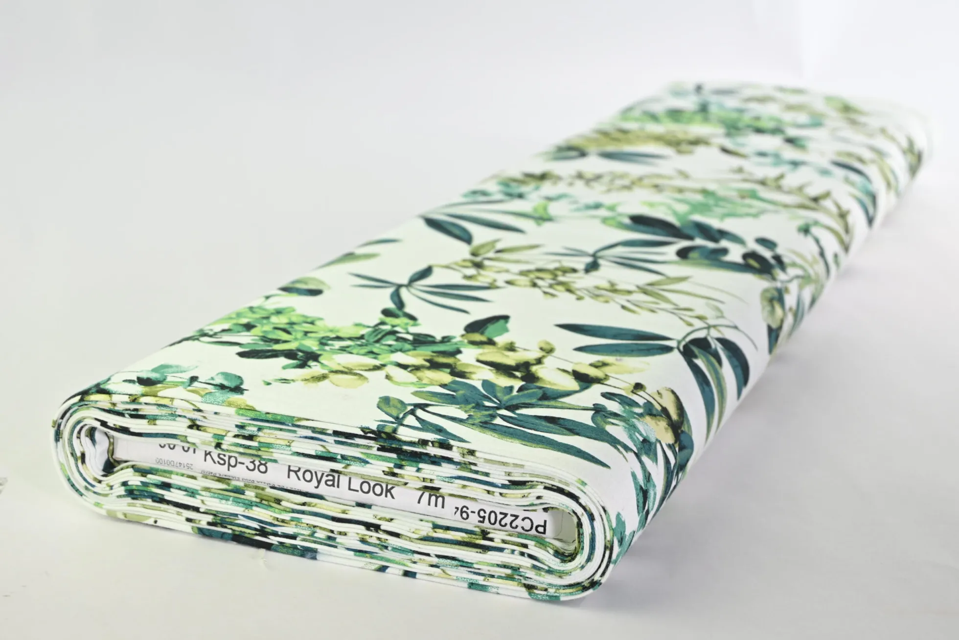 Stretch katoen – Olive on ivory