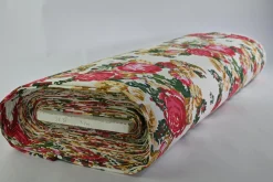 Stretch katoen – Roses on off-white