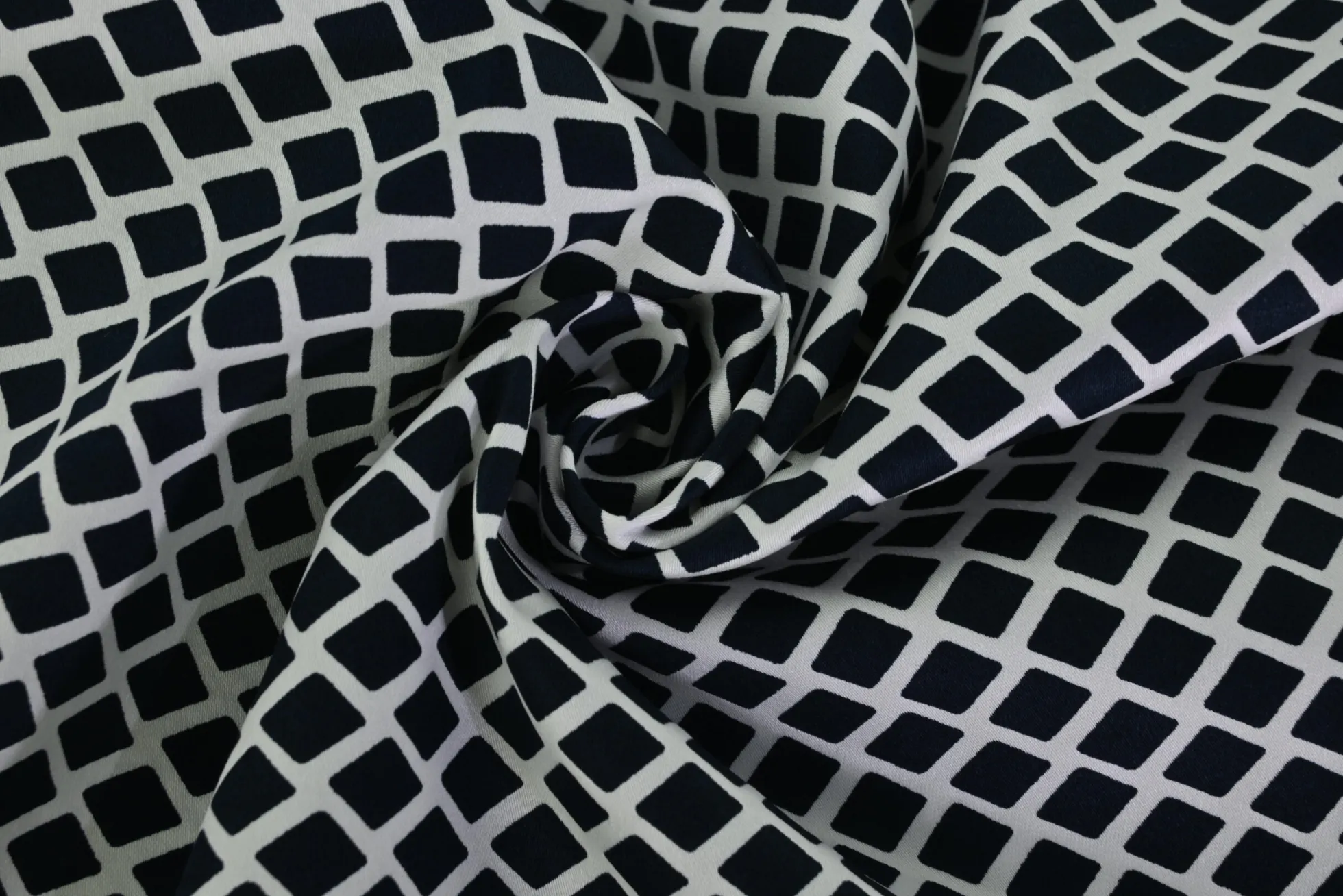 Stretch katoen satijn – Graphic navy