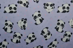Sweaterstof / Jogging alpenfleece – Panda lavendel