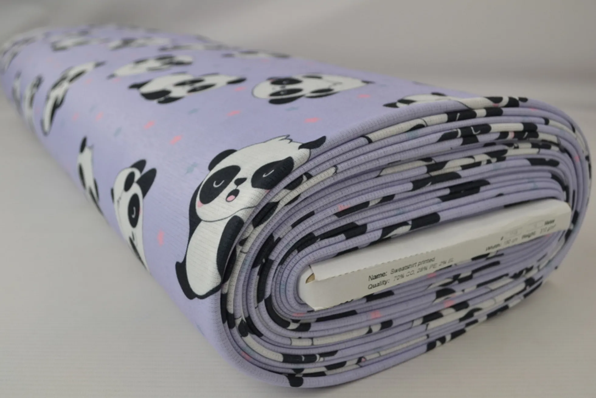 Sweaterstof / Jogging alpenfleece – Panda lavendel