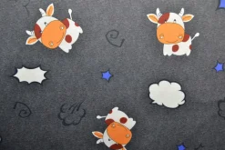 Sweaterstof / Jogging alpenfleece – Koetjes donkergrijs
